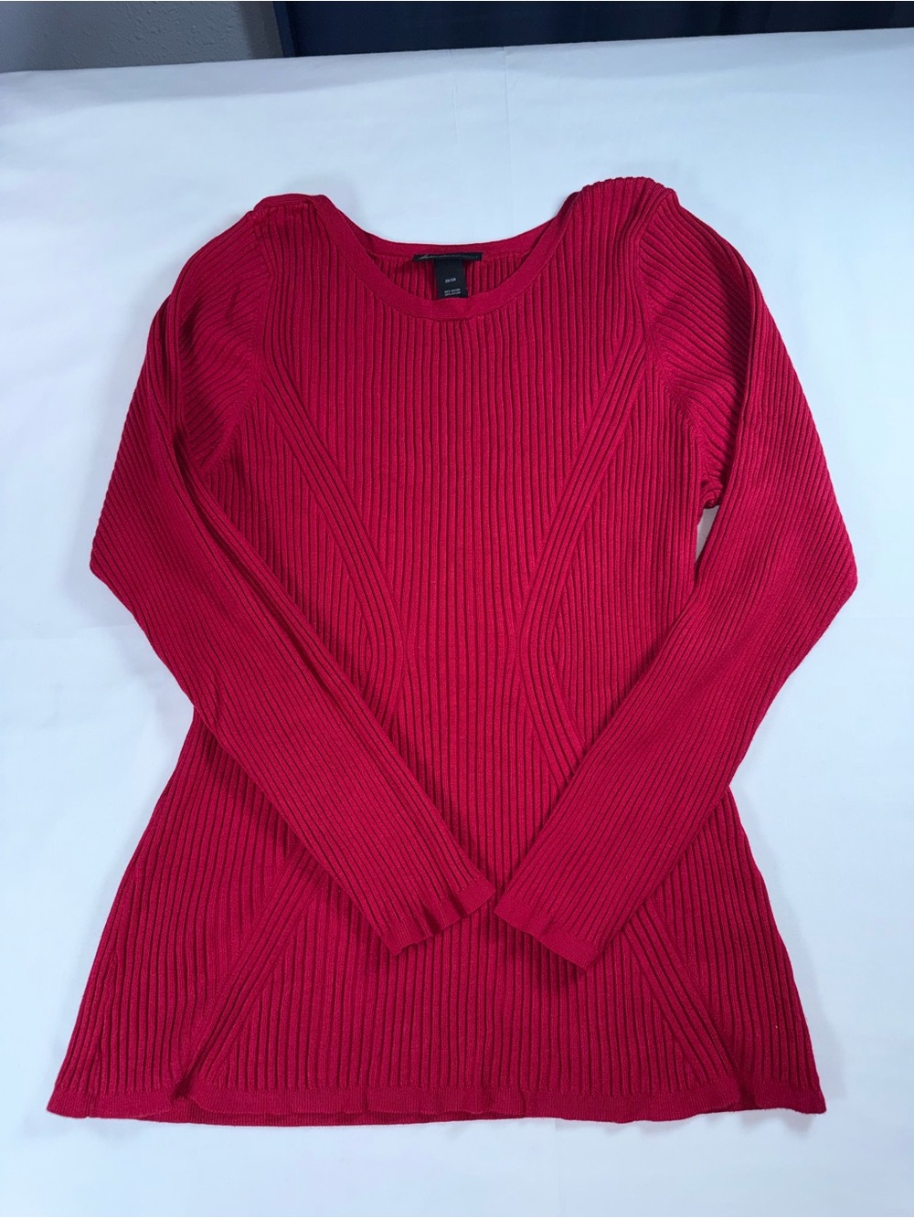 Lane Bryant Red Ribbed Long-Sleeve Knit Dress